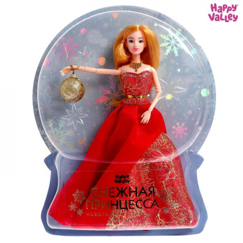 Кукла-модель шарнирная «Снежная принцесса Ксения», с аксессуаром, красное платье