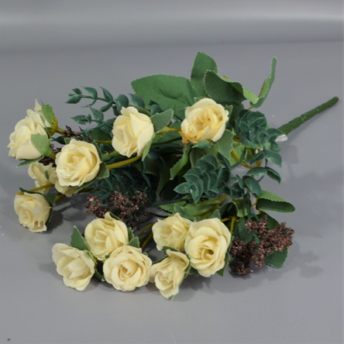 Букет роз садовых ткань белый h30см (30-34)