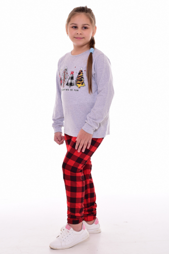 Пижама детская 7-298 (светло-серый) Елки