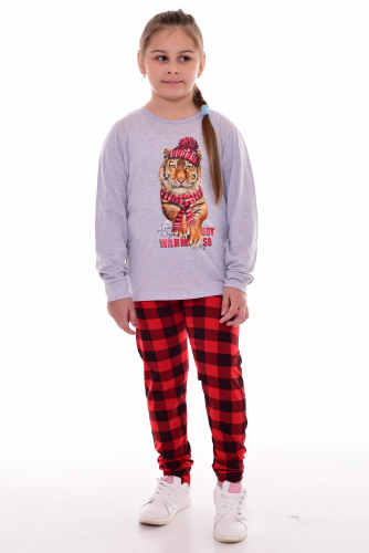 Пижама подростковая 12-103 (светло-серый) Тигр в шапке