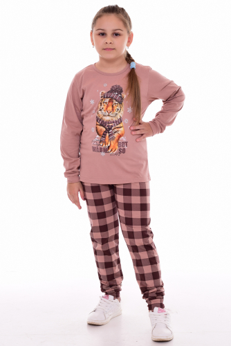 Пижама подростковая 12-103а (капучино) Тигр в шапке