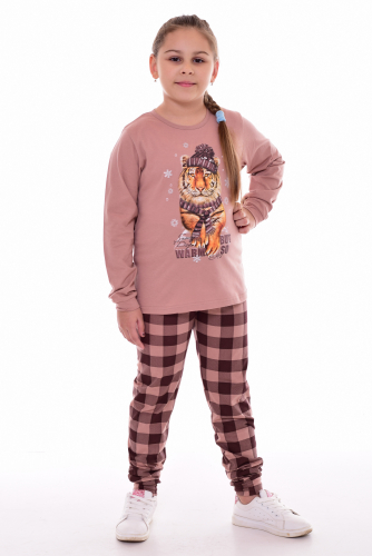 Пижама подростковая 12-103а (капучино) Тигр в шапке