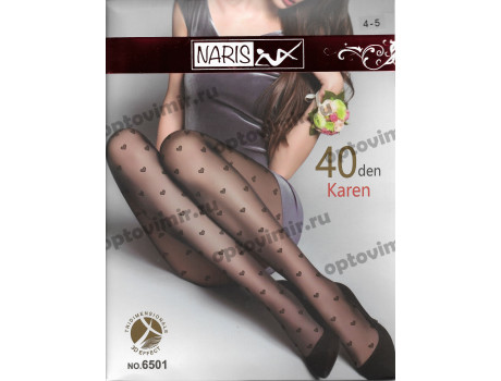 Колготки женские Naris 40d рис. сердечки 3D эффект 6501