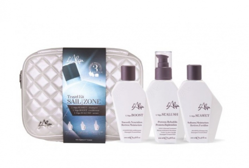 Набор Термозащита волос с сывороткой (шампунь 100 мл, кондиционер 100 мл, сыворотка 100 мл, косметичка) Sailzone Beauty Bag