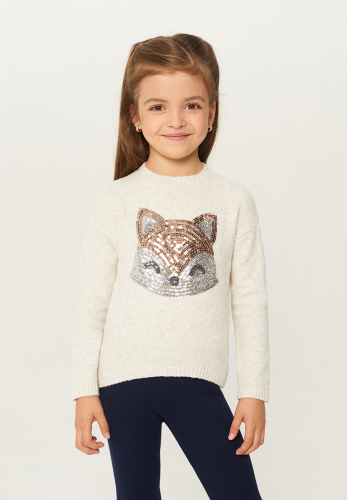 Джемпер детский для девочек Caramel светло-серый Knit jumper Маленький