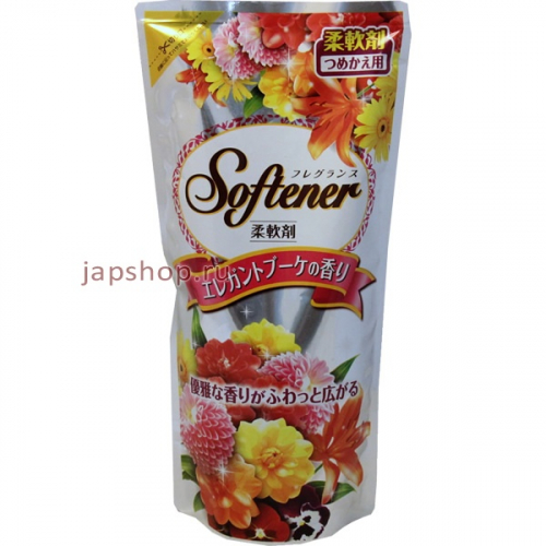 Softener Fragrance Elegant Bouquet Антибактериальный кондиционер ополаскиватель для белья, с ароматом цветочного букета, мягкая упаковка, 500 мл.. (4904112828063)