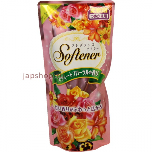 Softener Floral Антибактериальный кондиционер ополаскиватель для белья, нежный цветочный аромат, мягкая упаковка, 500 мл (4904112827363)