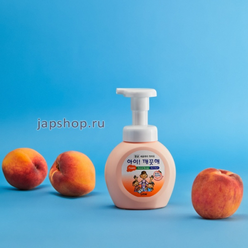 CJ Lion Ai - Kekute Пенное мыло для рук с антибактериальным эффектом, с насосом дозатором - пенообразователем, аромат персика, 250 мл. (8806325613374)