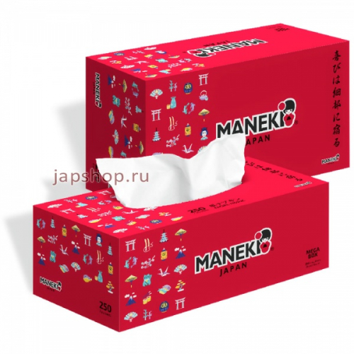 Maneki Red Салфетки бумажные 2 слоя белые, 21х19,6 см, 250 шт (4895228900432)