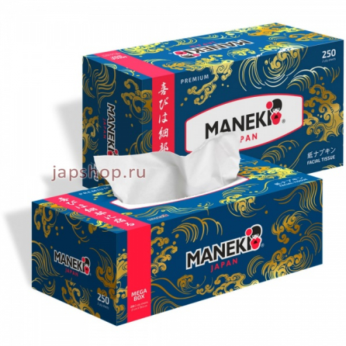 Maneki Ocean Салфетки бумажные 2 слоя белые, 21х19,6 см, 250 шт (4895228900012)