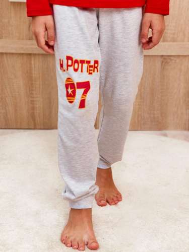 Пижама д/мал(фуфайка дл/рук, брюки) Juno AW21BJ626 Гарри Поттер красный/серый меланж