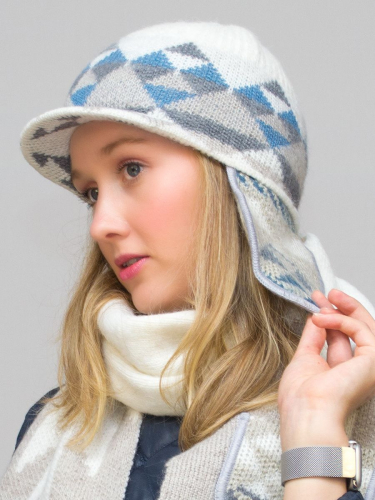 Комплект зимний женский шапка+снуд Алсу (Цвет белый), размер 56-58, шерсть 80%