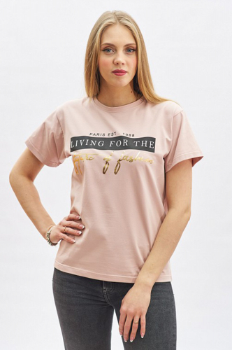 IVASSORTI, Стильная женская футболка с металлизированной надписью n