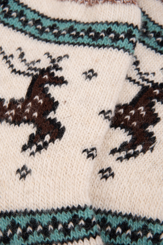 Бабушкины носки, Шерстяные женские носки с новогодним принтом в виде снежинок и оленей