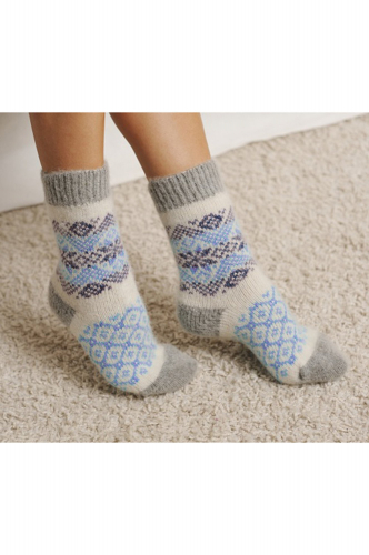 Бабушкины носки, Женские шерстяные носки с новогодним принтом