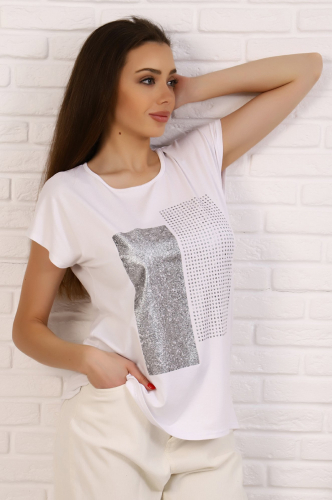 Натали 37, Свободная женская футболка с фольгированным принтом