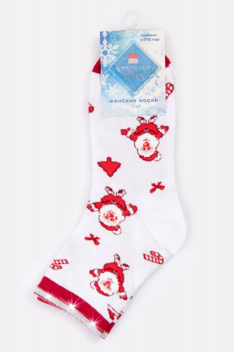 Красная ветка, Женские укороченные носочки с милым новогодним рисунком