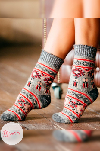Бабушкины носки, Женские шерстяные носки с узором, теплые и уютные