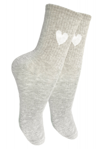 Гамма, Базовые женские носки с принтом-сердечком на поголенке
