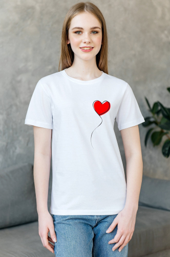 Happy Fox, Женская футболка с принтом Сердечко