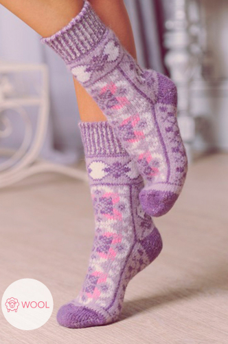 Бабушкины носки, Шерстяные женские носки с красивым принтом