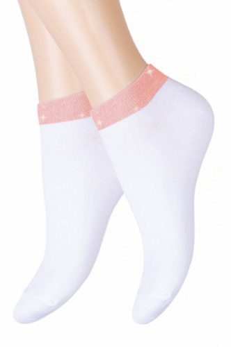 САМЫЕ!, Стильные укороченные женские носочки с цветным бортиком и использованием нити люрекс