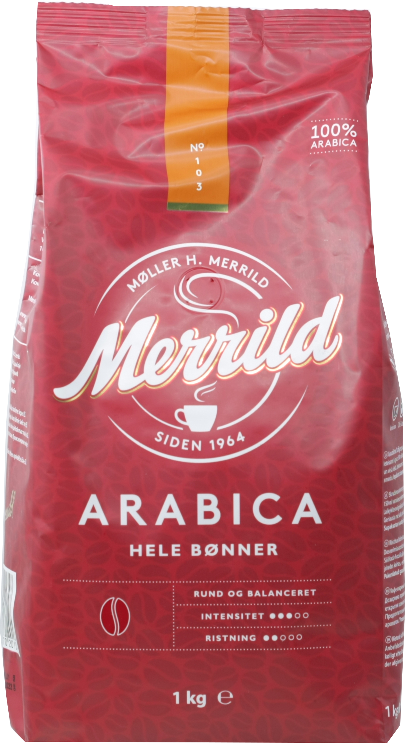 Кофе в зернах купить недорого 1 кг. Кофе зерно Merrild Arabica 1 кг.. Кофе зерновой Меррилд. Кофе Lavazza Merrild Arabica. Кофе Меррилд в зернах.
