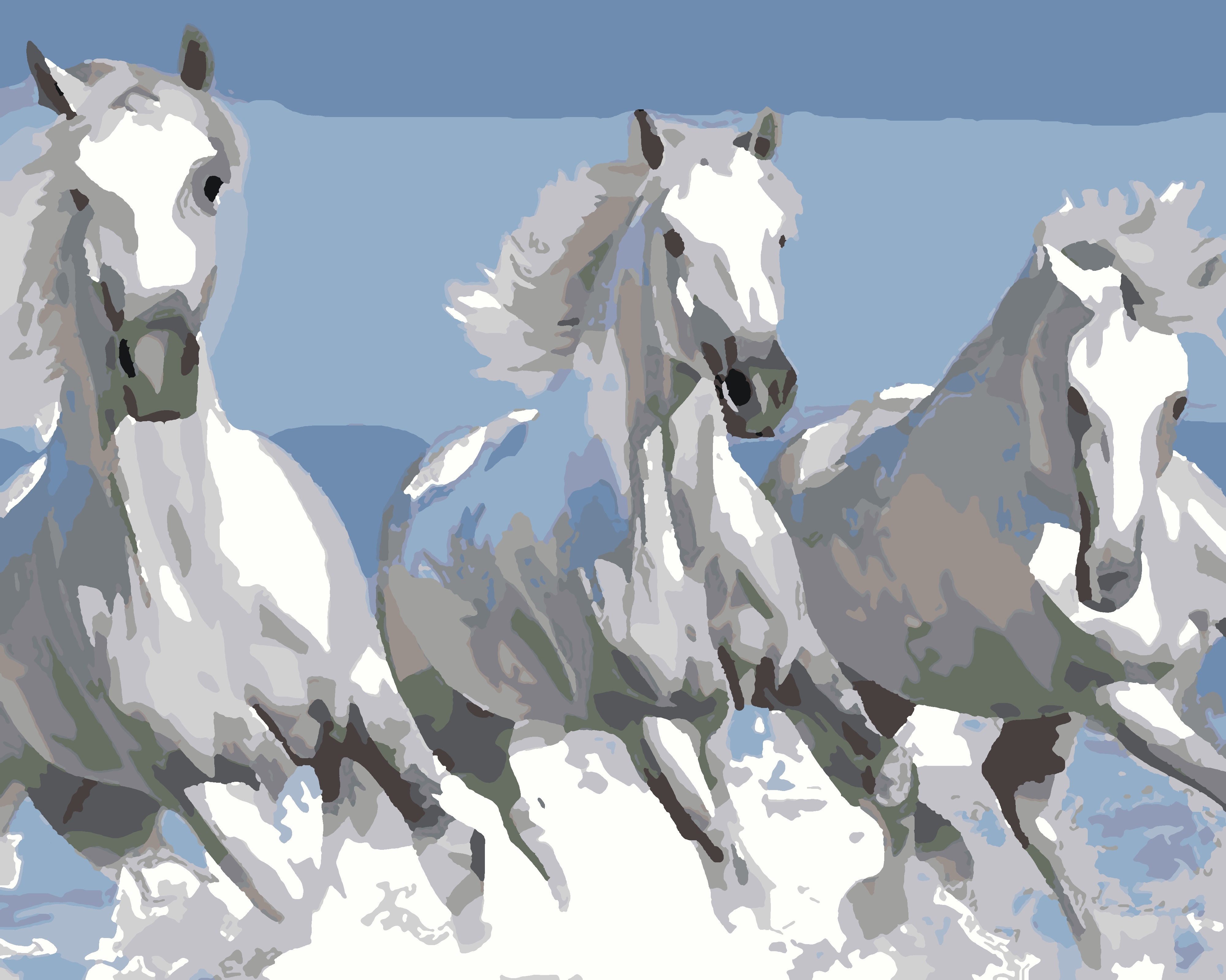 Три коня картина по номерам