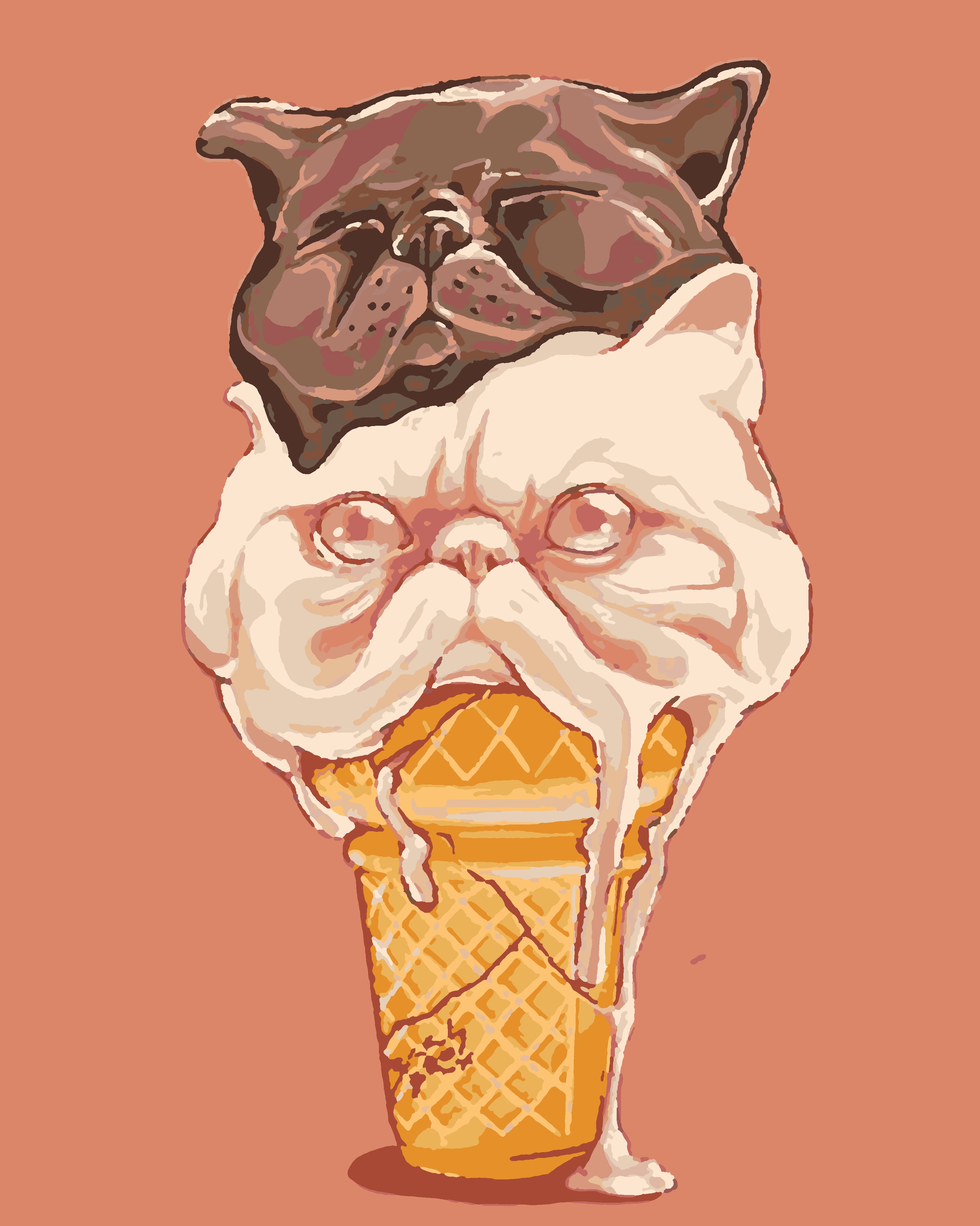Арт череп в виде мороженого