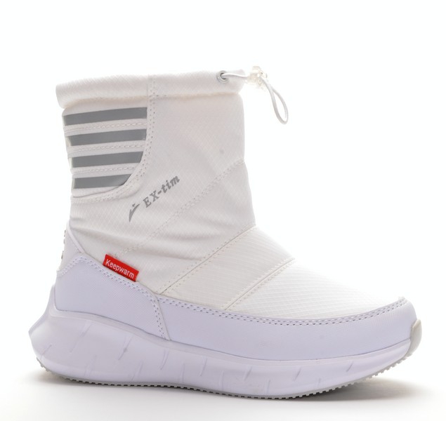 Ex-tim MB2278-5K Полусапожки женские бел текстиль+иск кожа, подклад иск мех