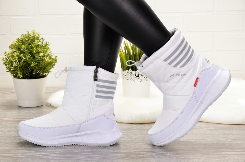 Ex-tim MB2278-5K Полусапожки женские бел текстиль+иск кожа, подклад иск мех