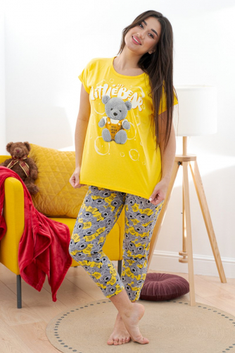 Пижама футболка с брюками ПЖ 034 (Мишки на желтом)