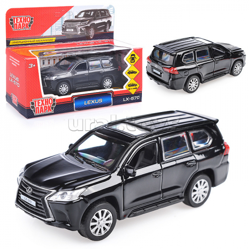 Машина металл Lexus LX-570, 12 см, (откр дв, багаж,черный) инерц, в коробке