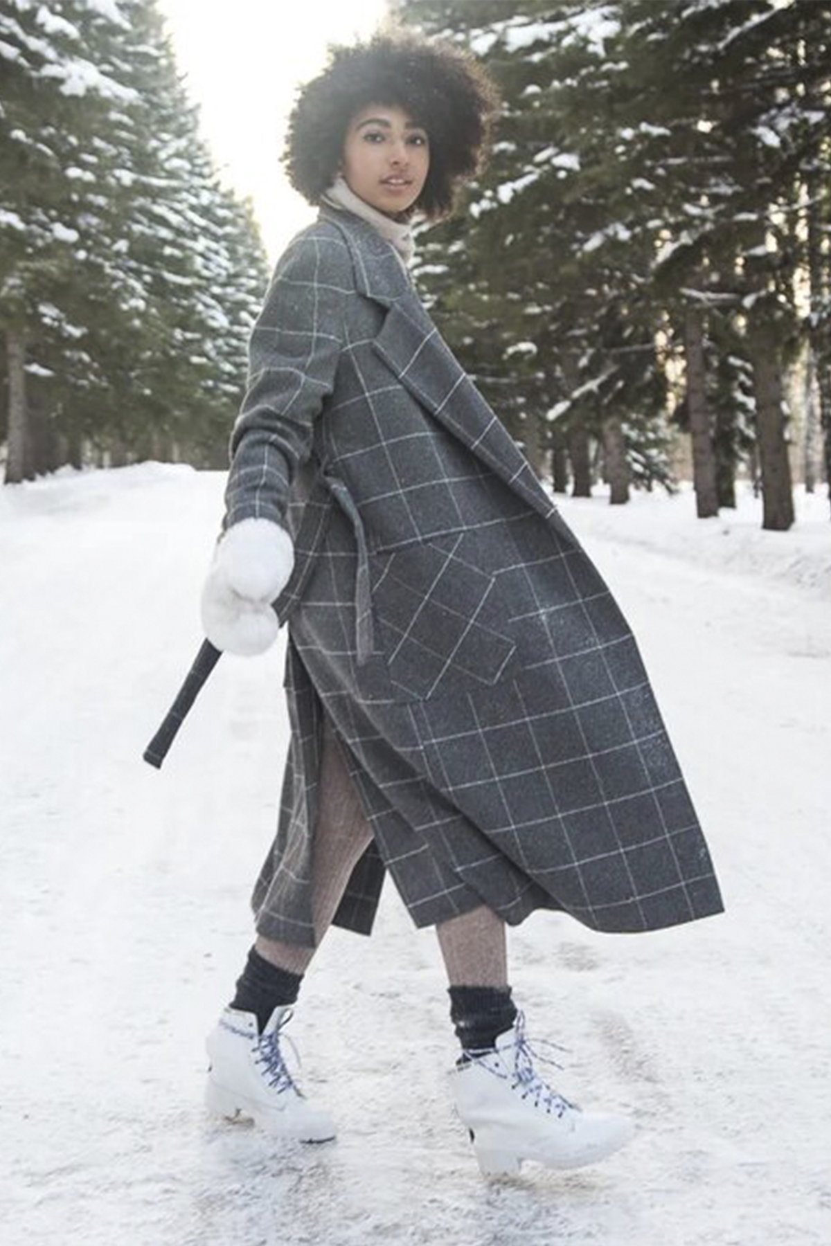 ст. цена6923руб.! Пальто-халат длинное в клетку серое