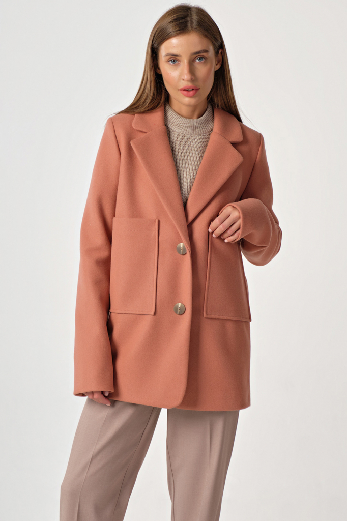 ст. цена5120руб.! Полупальто демисезонное укороченное бледно-терракотовое