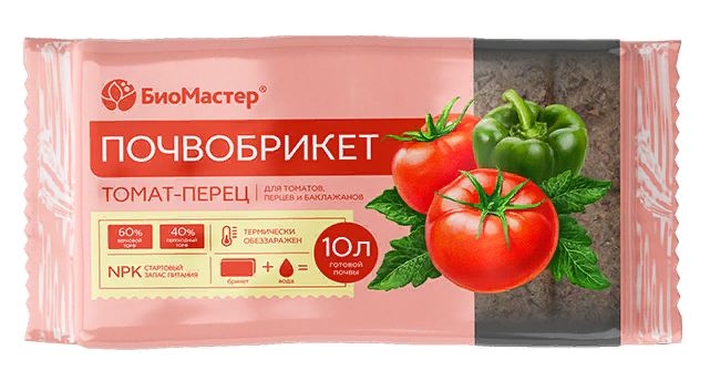 БиоМастер Почвобрикет ТОМАТ И ПЕРЕЦ (на 10 л) 740 гр. / 7шт
