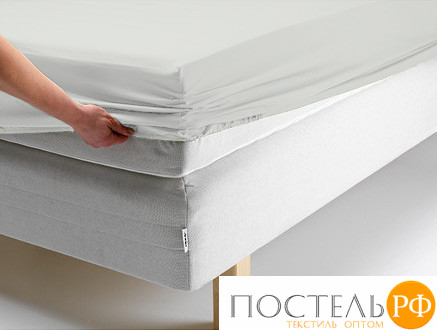 Простынь на резинке 90x200x20 трикотажная цвет белый