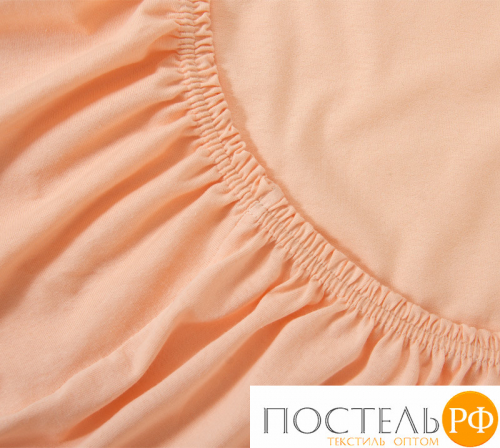 ш90200персик Персик простыня ТРИКОТАЖ 90*200*20 на резинке Р010Т Трикотажное полотно Текс-Дизайн