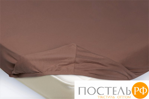 Простынь на резинке 90x200x20трикотажная цвет светло-коричневый