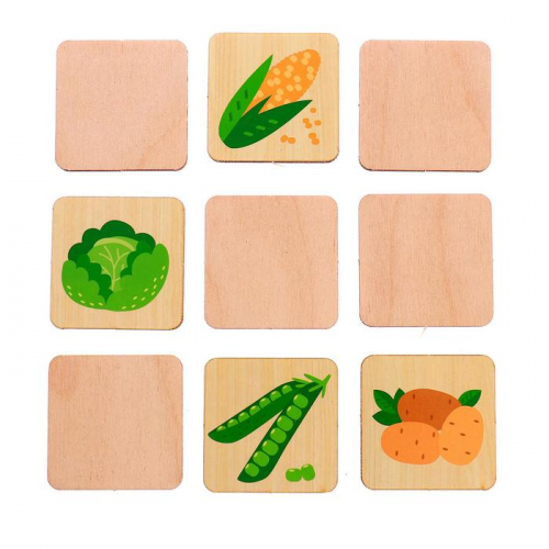 Мемори «Овощи» 24 карточки, мешочек, коробка, размер карточки: 4,8 × 4,8 cм, 22,5 × 13,5 × 5 cм