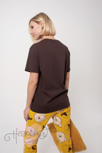 Женская пижама ЖП 024 (шоколадный+мишки)