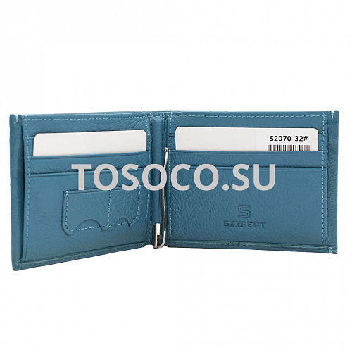 2070-32 blue кошелек SEZFERT натуральная кожа 8x12x2