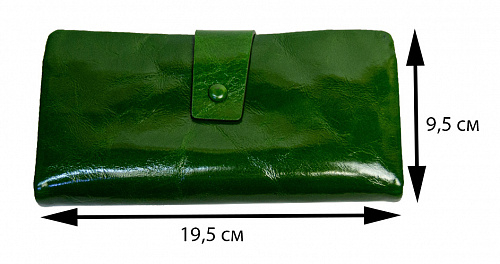 1002-21-k green- кошелек женский GENUINE LEATHER натуральная кожа 19,5х9,5