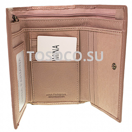 nf-9282-a pink кошелек Nina Farmina натуральная кожа 10x12x2