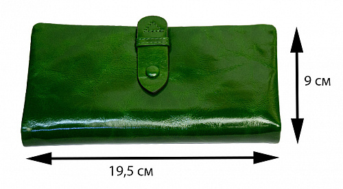 1005-21-k green- кошелек женский GENUINE LEATHER натуральная кожа 19,5х9
