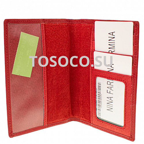 nf-9286-3-a red обложка для документов Nina Farmina натуральная кожа 12x14x2