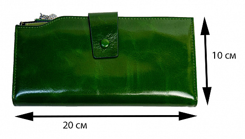 1009-21-k green- кошелек женский GENUINE LEATHER натуральная кожа 20х10
