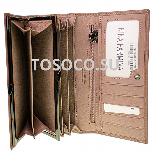 nf-9281-b pink кошелек Nina Farmina натуральная кожа 9x19x2
