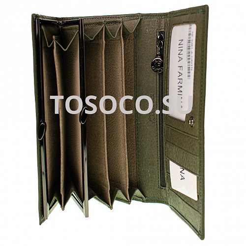 nf-9281-b green кошелек Nina Farmina натуральная кожа 9x19x2