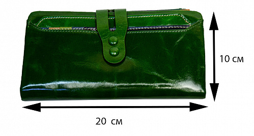 1001-21-k green- кошелек женский GENUINE LEATHER натуральная кожа 20х10
